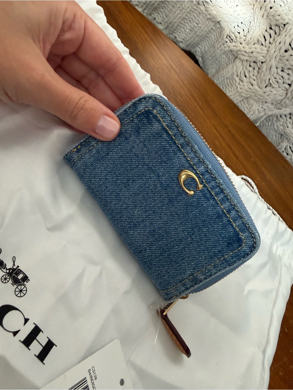 Coach Small Denim Zip Around Wallet